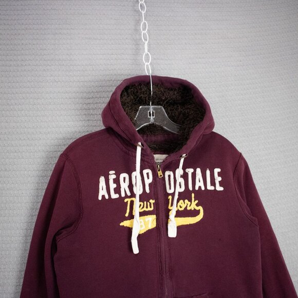 Y2K Aeropostale Fur lined zip up hoodie sweatshirt - Picture 10 of 13